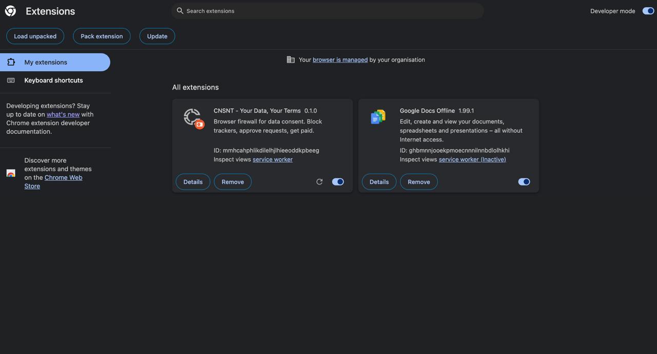 CNSNT Browser Extension Installed