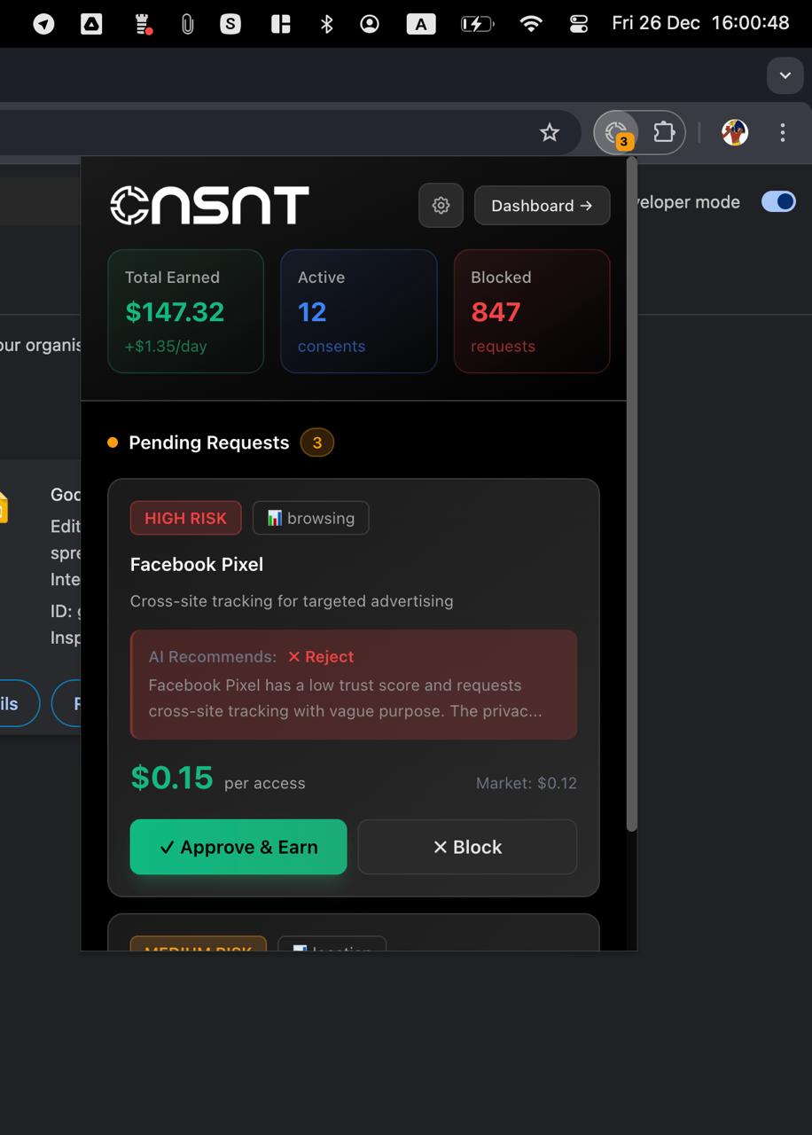 CNSNT Popup Interface